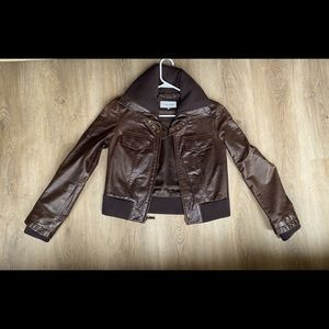 Brown leather jacket